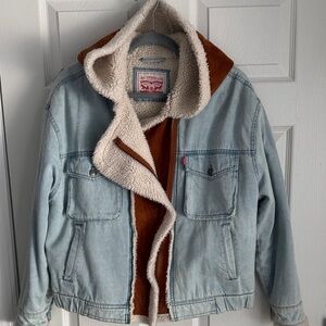 Levi's Sherpa-Lined Denim Trucker Jacket light wash